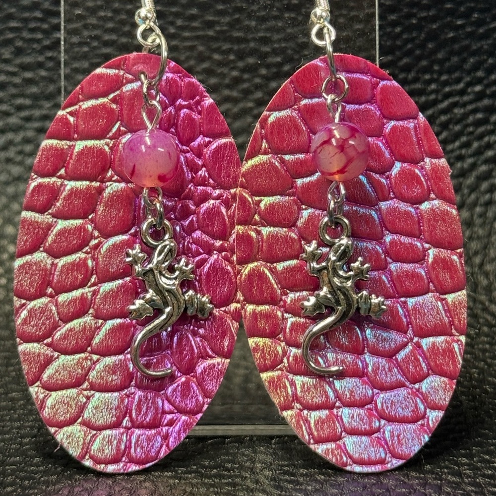 Reptile skin faux leather earrings
